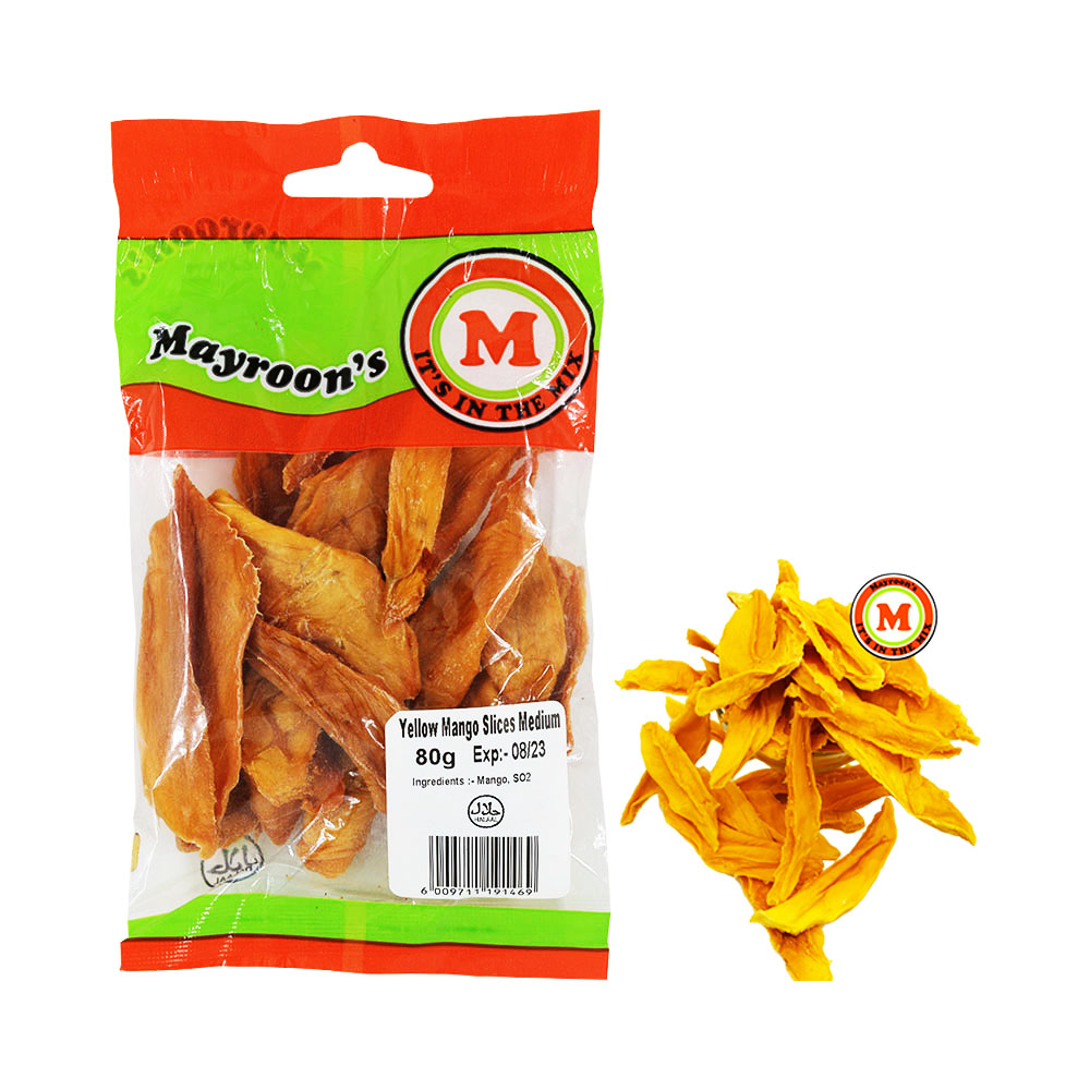 Mayroons-Yellow-Mango-Slices-Original MAYROONS YELLOW MANGO SLICES 80g - Image 1